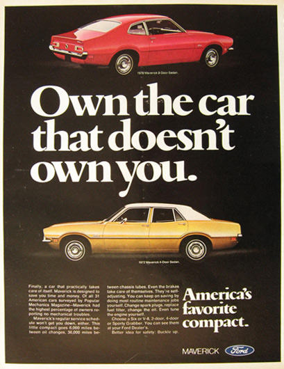 1972 Vintage Ford Maverick Ad ~ 2-Door & 4-Door