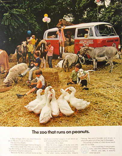 1971 VW Volkswagen Bus Ad ~ Bay Village, Ohio Traveling Zoo