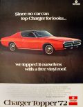 1972 Dodge Charger Topper Ad ~ Free Vinyl Roof