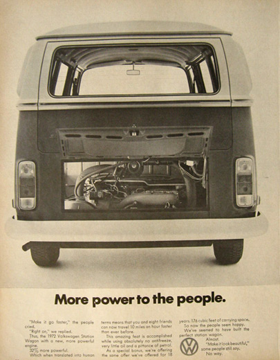 1972 VW Volkswagen Bus Ad ~ More Power to the People