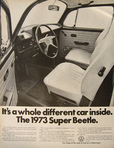 1973 VW Volkswagen Super Beetle Ad ~ Whole Different Car