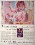 1930 Listerine Ad ~ Careful Mother ~ Edwin Henry Art