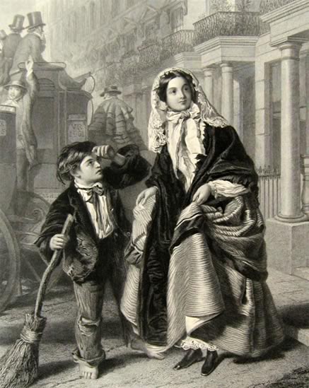 The Crossing Sweeper ~ Antique Print ~ Frith