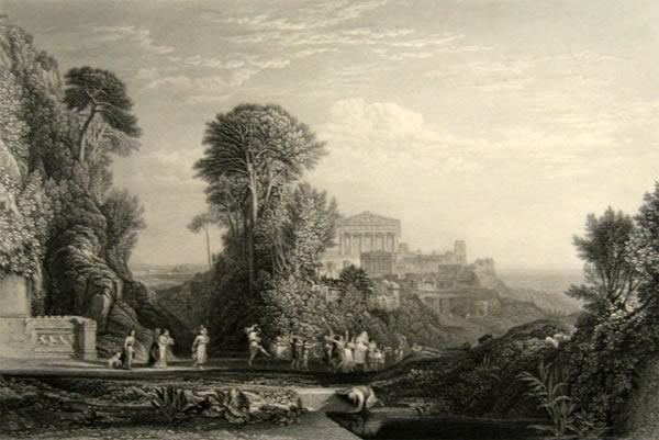 1864 Temple of Jupiter Panhellenius, Island of Aegina ~ Antique Print