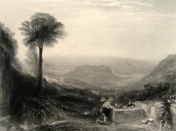 View of Orvieto, Italy ~ J.M.W. Turner ~ Antique Print