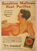 1931 Lucky Strike Ad ~ Man on Beach, Vintage Swimsuit