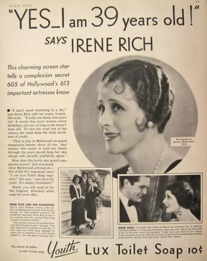 1931 Lux Soap Ad ~ Irene Rich Photo
