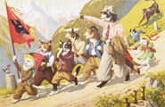 Alfred Mainzer Dressed Cats Postcard ~ Hiking Swiss Alps