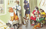 Alfred Mainzer Dressed Cats Postcard ~ Cats At The Dog Groomer