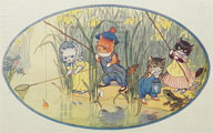 Any Luck Pussy? Cats Go Fishing ~ Molly Brett Postcard