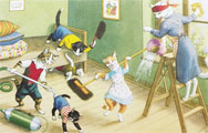 Alfred Mainzer Dressed Cats Postcard ~ Cleaning House