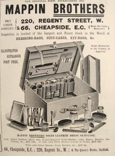 1897 Mappin Brothers Ad ~ Leather Dress Suitcase