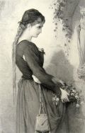 Beautiful Woman at Shrine of Virgin Mary ~ Antique Print