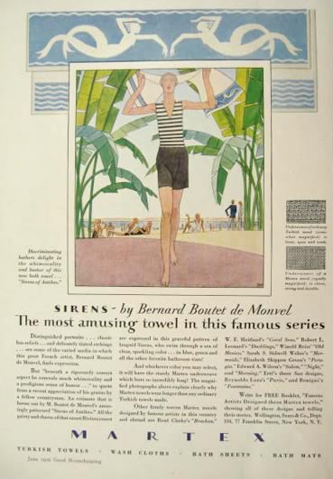 1929 Martex Towel Ad ~ Bernard Boutet de Monvel