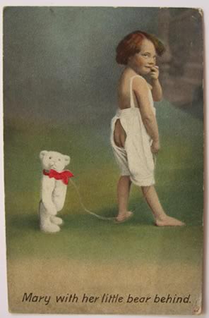 Mary with Her Little Bear Behind Postcard