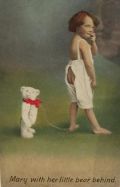 Mary with Her Little Bear Behind Postcard