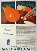 1930 Mazda Lamps Ad ~ Flametint and Colored Lights