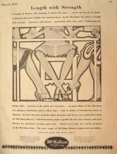1927 McCallum Silk Hosiery Ad ~ Length with Strength