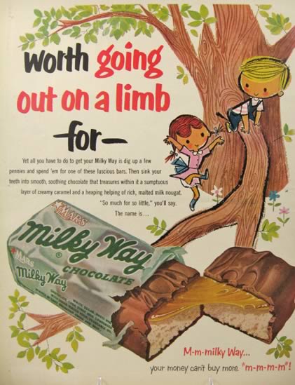1953 Milky Way Ad ~ Out On a Limb