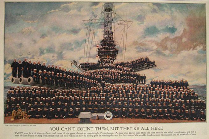 1918 Crew of U.S. Dreadnought Pennsylvania BB-38 Print