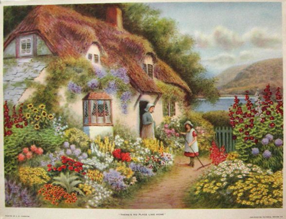 cottage garden thornton print floral 1929 prints antique vintage old english cottages enlarge atticpaper