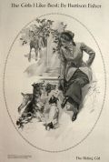 1910 Harrison Fisher Print ~ Woman Equestrian with Dogs