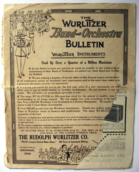 Vintage Wurlitzer Band & Orchestra Instruments Catalog