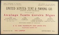 United States Tent & Awning ~ VIntage Business Card 1910's/1920's