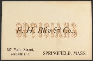 F.H. Bliss Opticians ~ VIntage Business Card ~ Springfield MA