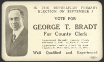 1918 Political Business Card ~ George T. Bradt, Republican ~ Schenectady NY