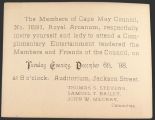 1898 Fraternal Invitation ~ Cape May Council No. 1691