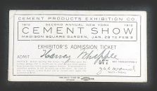 Original 1912  Exhibitor's Ticket ~ Cement Show ~ Madison Square Garden