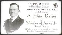 1917 Political Business Card ~ A. Edgar Davies, Republican ~ Schenectady NY