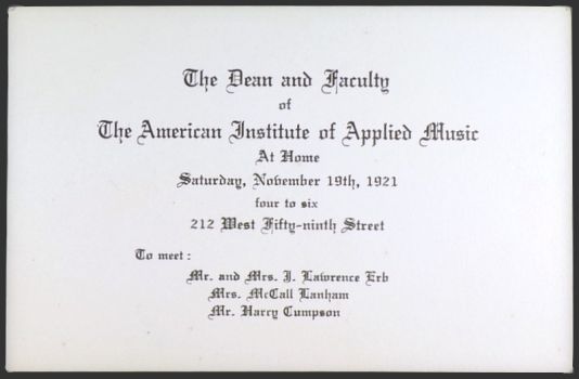 1921 American Institute of Applied Music Faculty Meeting Announcement
