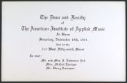 1921 American Institute of Applied Music Faculty Meeting Announcement