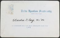 1900's Antique Delta Upsilon Membership Card ~ Charles Downing Lay