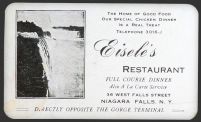 Eisele's Restaurant Vintage Business Card ~ Niagara Falls, NY