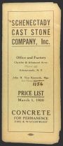 1920 Schenectady Cast Stone Company Price List