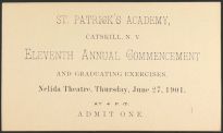 1901 St. Patrick's Academy Graduation Admittance Ticket