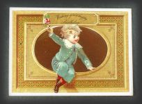 Vintage Embossed Birthday Card Chromo ~ Child with Flower