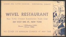 Wivel Restaurant Vintage Business Card ~ 1940's?
