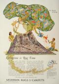 1929 Mohawk Rugs & Carpets Ad ~ Willy Pogany ~ Cherubs, Lambs
