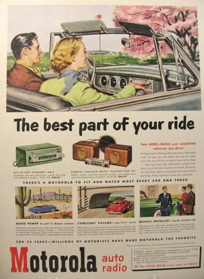 1951 Motorola Car Radio Ad ~Best Part of Your Ride