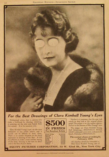 Clara Kimball Young Creepy 1920's Contest Ad
