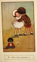 Agnes Richardson Postcard ~ Children Kissing, Golliwog