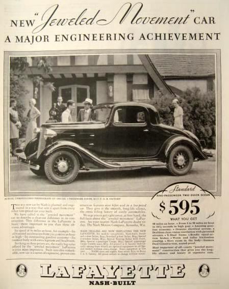 1934 Nash Lafayette Photo Ad ~ Jeweled Movement