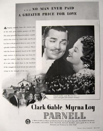 1937 Parnell Movie Ad ~ Clark Gable, Myrna Loy
