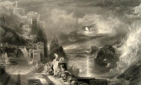 The Parting of Hero and Leander ~ Antique Print
