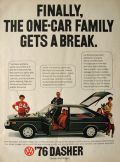 1976 Volkswagen VW Dasher Ad ~ The One Car Family