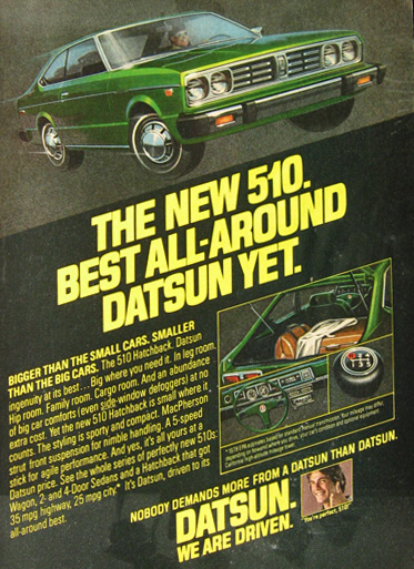 1977 Vintage Datsun 510 Car Ad ~ Bigger Than The Small Cars